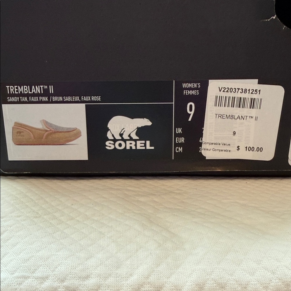 Women's NIB Sorel Tremblant II Moccasin in Sandy Tan, Faux Pink US Size 9 - Picture 3 of 5